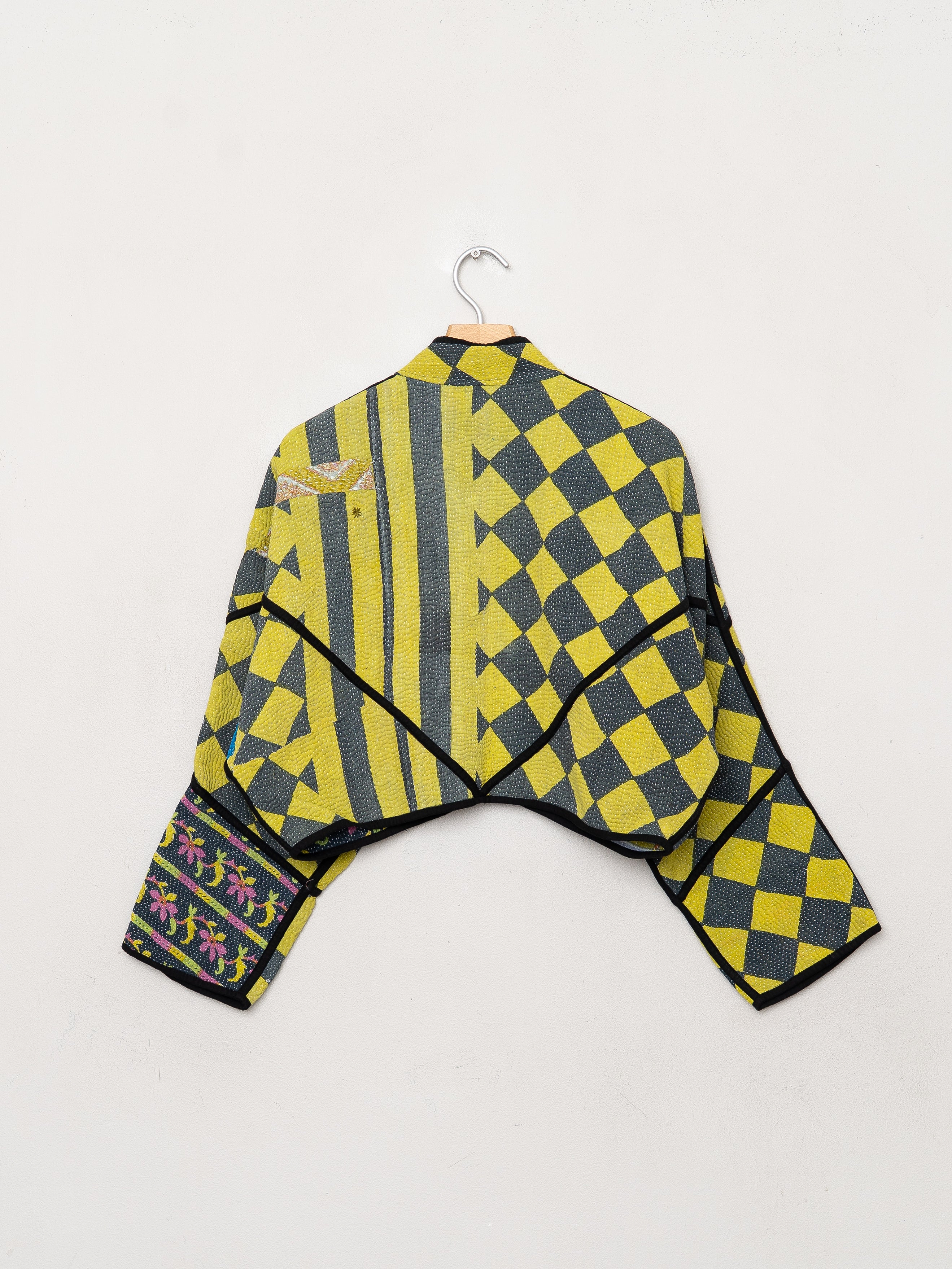 The Kaira Cropped Quilted Patchwork Kantha Jacket