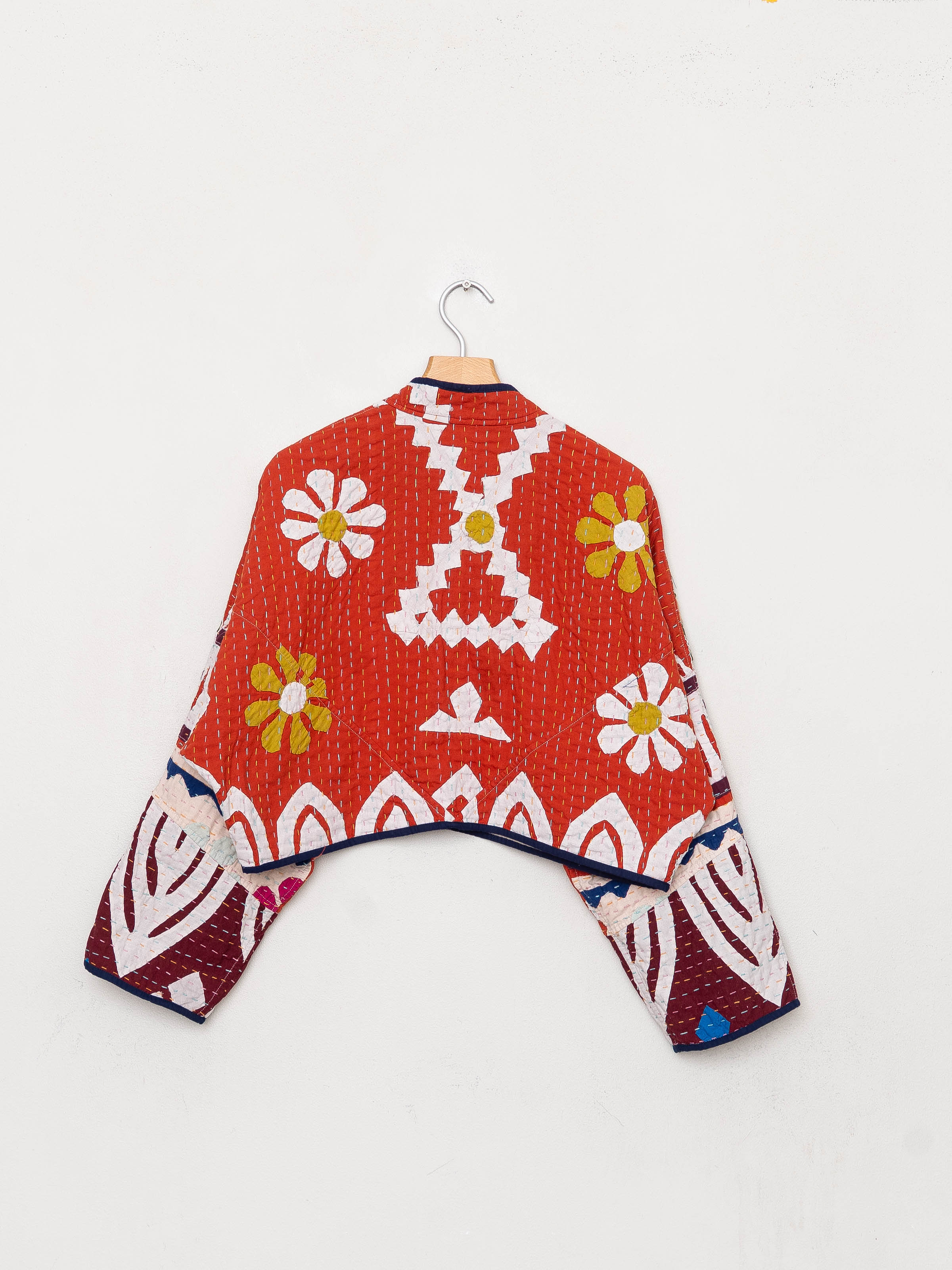 The Kaira Cropped Suzani Cut Out Kantha Jacket