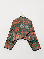 The Kaira Cropped Suzani Quilted Kantha Jacket