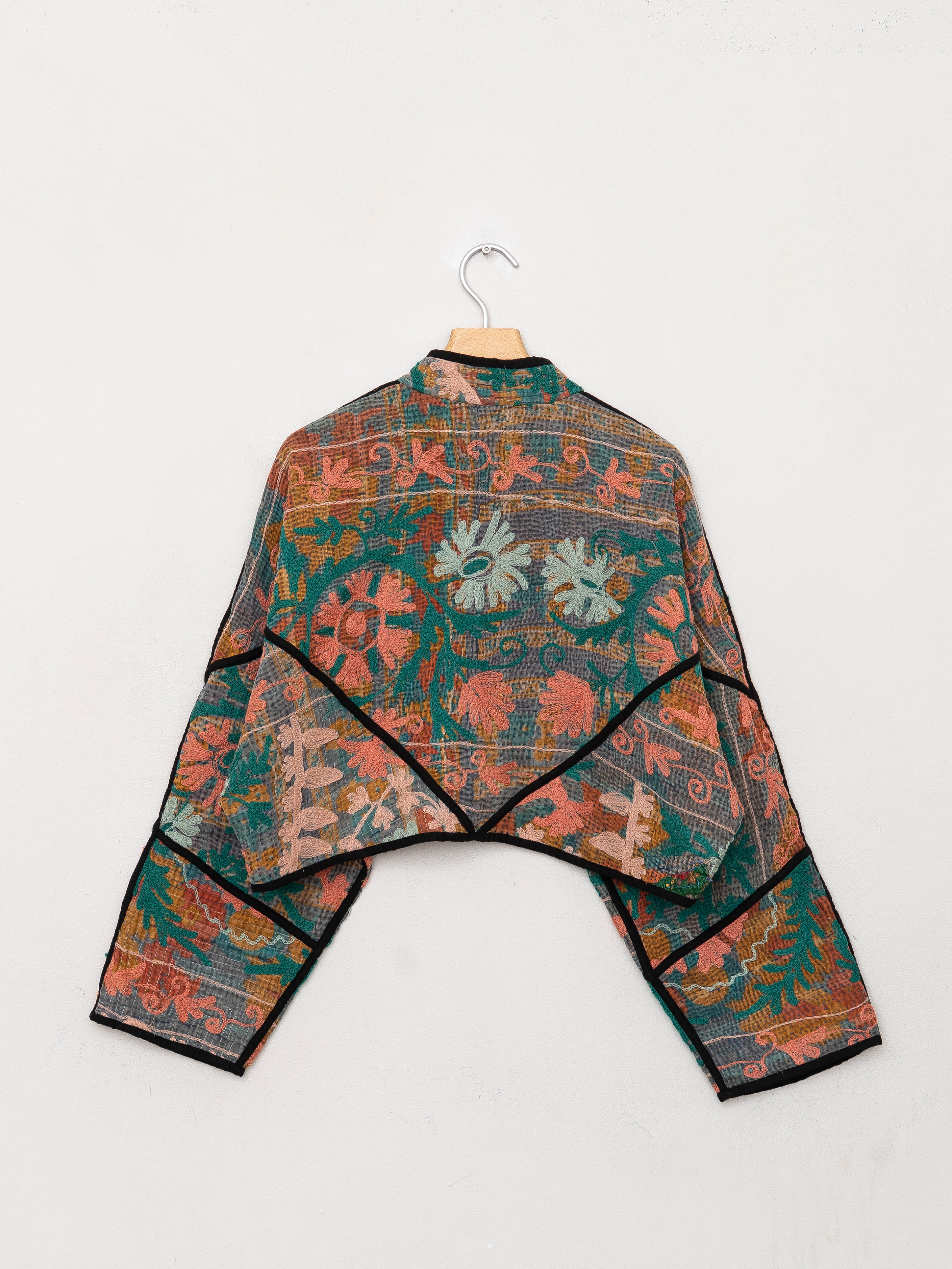 The Kaira Cropped Suzani Quilted Kantha Jacket