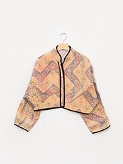 The Kaira Cropped Quilted Patchwork Kantha Jacket