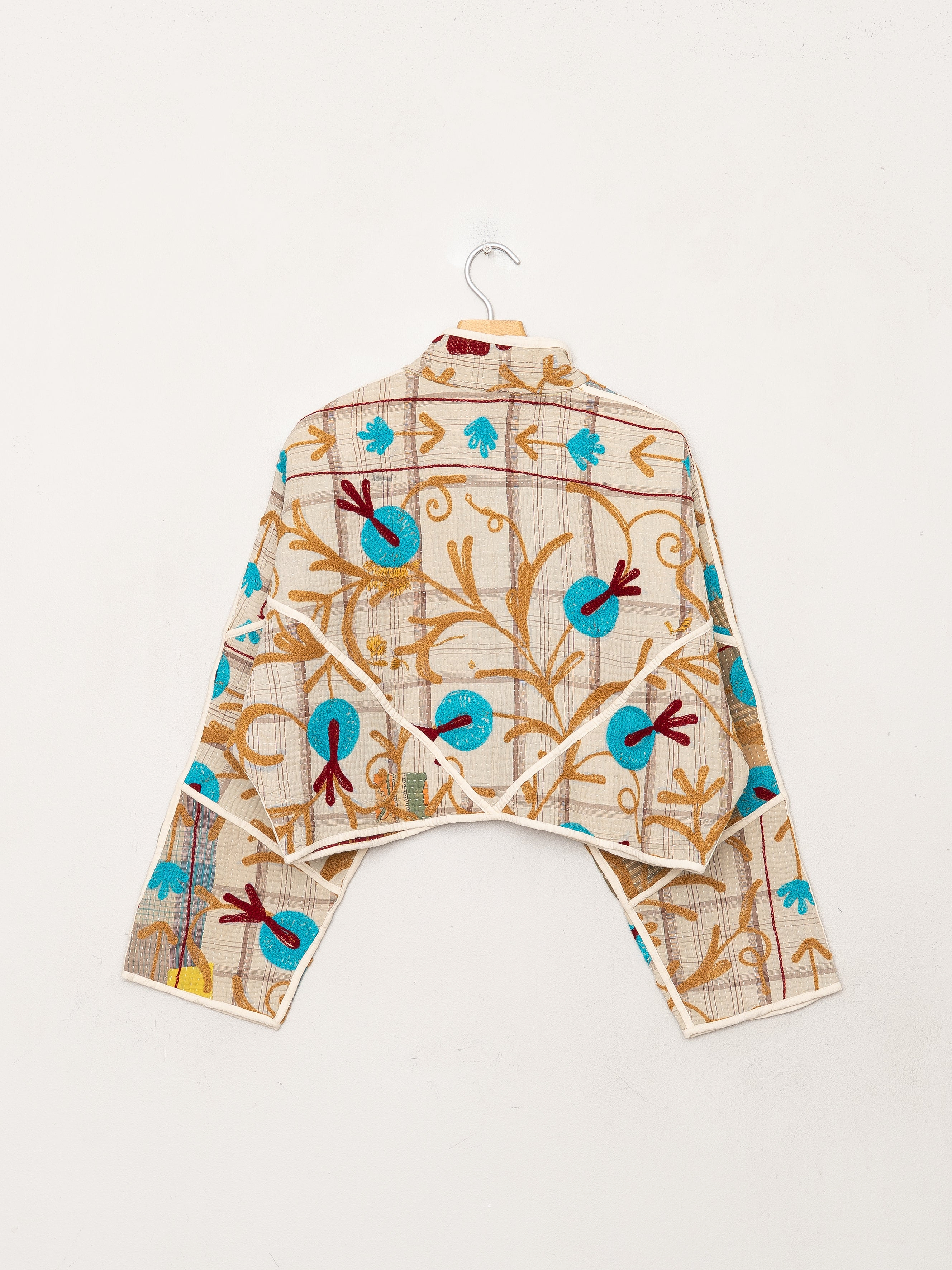The Kaira Cropped Suzani Quilted Kantha Jacket