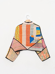 The Kaira Cropped Quilted Patchwork Kantha Jacket