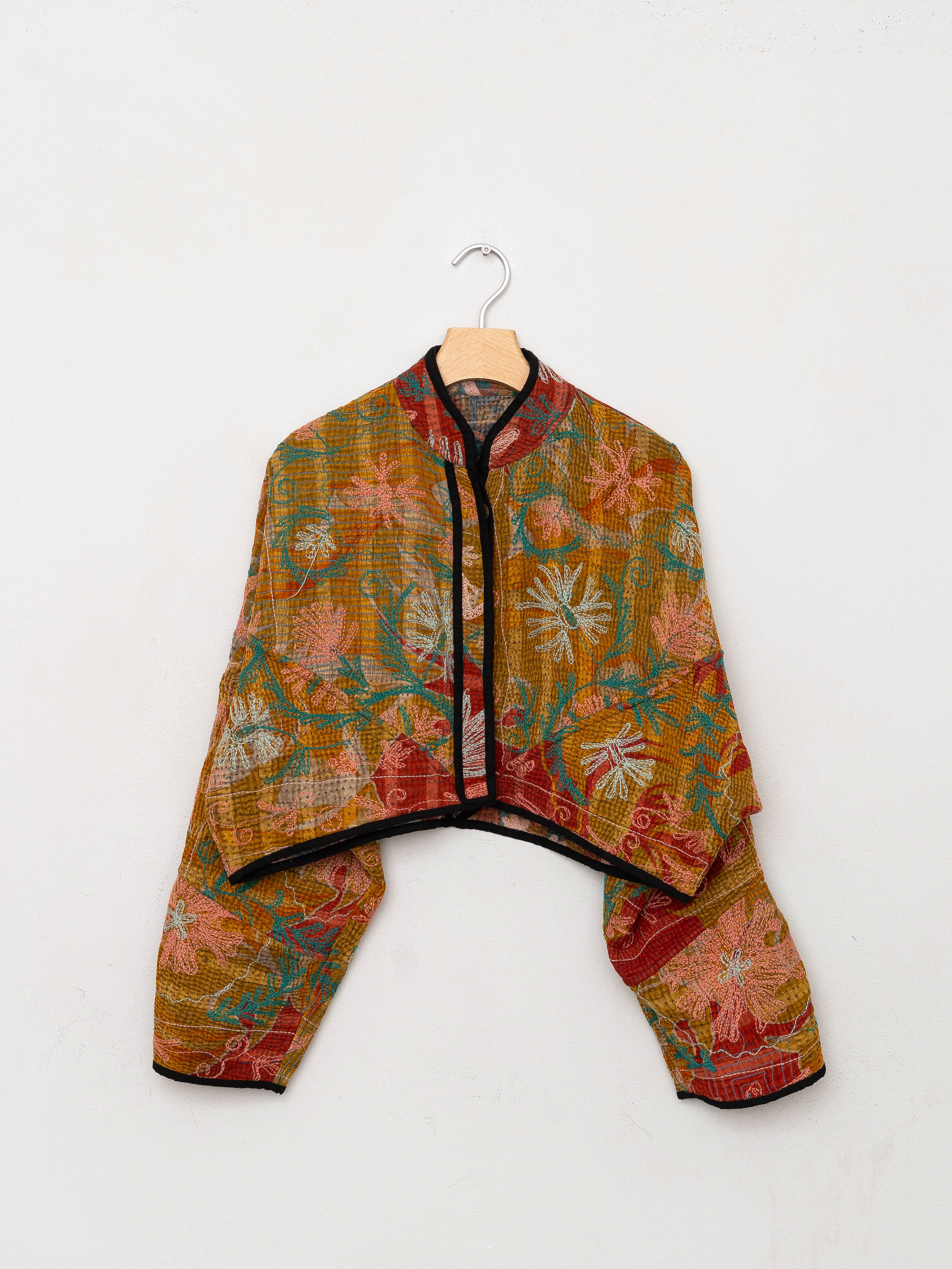 The Kaira Cropped Suzani Quilted Kantha Jacket