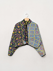 The Kaira Cropped Quilted Patchwork Kantha Jacket