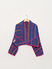 The Kaira Cropped Quilted Patchwork Kantha Jacket