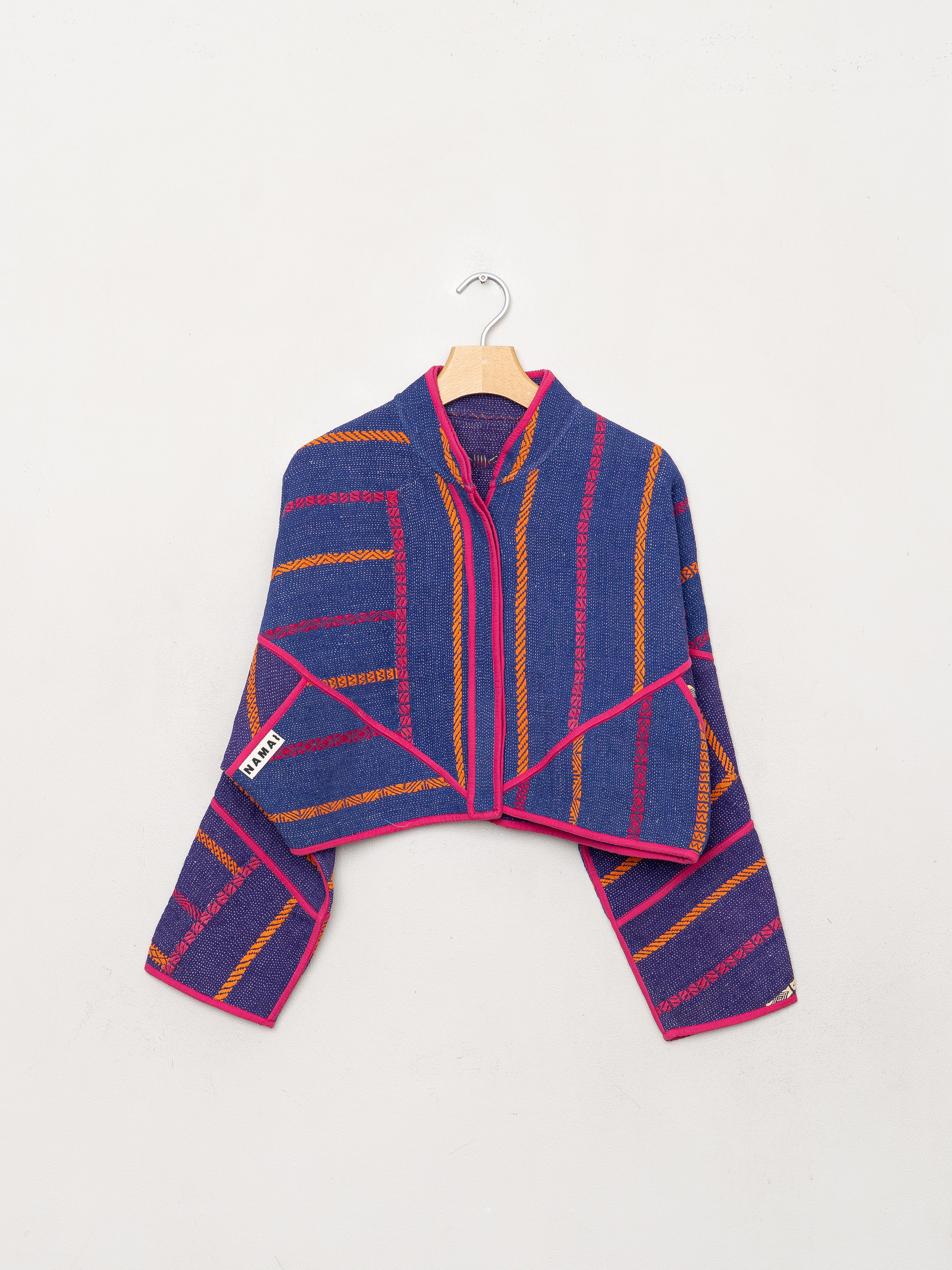 The Kaira Cropped Quilted Patchwork Kantha Jacket