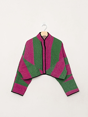 The Kaira Cropped Quilted Patchwork Kantha Jacket