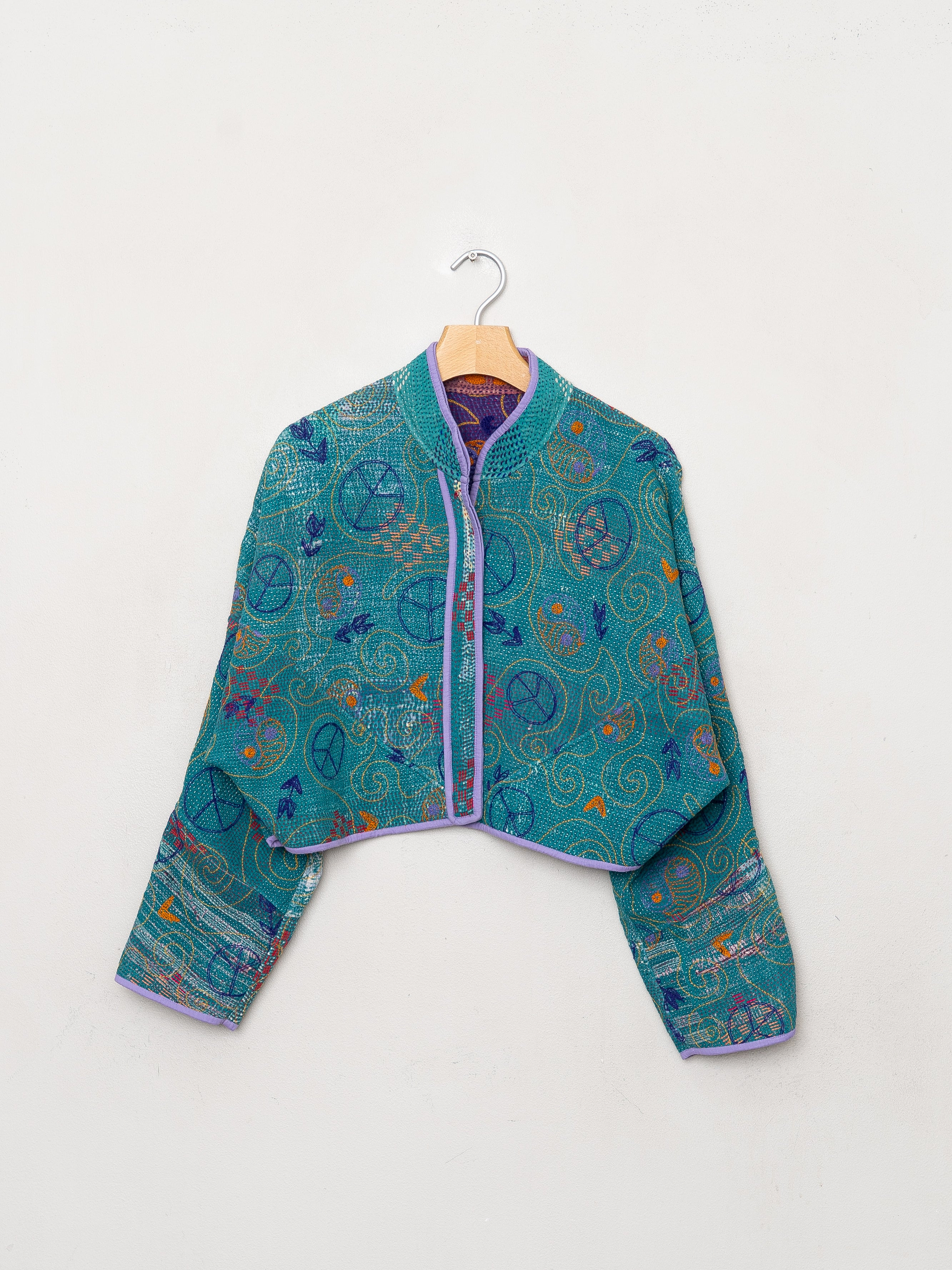 The Kaira Cropped Suzani Quilted Kantha Jacket