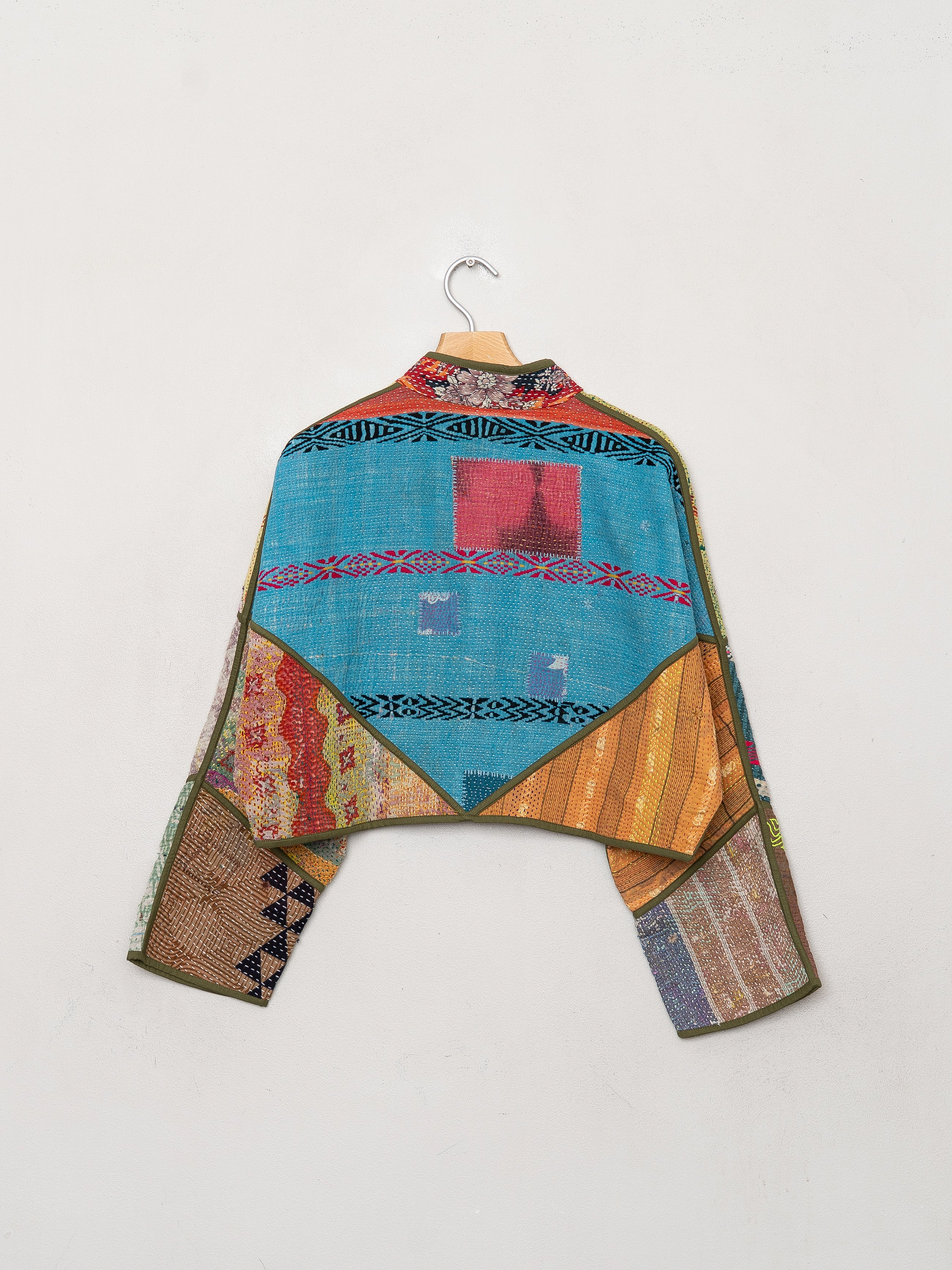The Kaira Cropped Quilted Patchwork Kantha Jacket