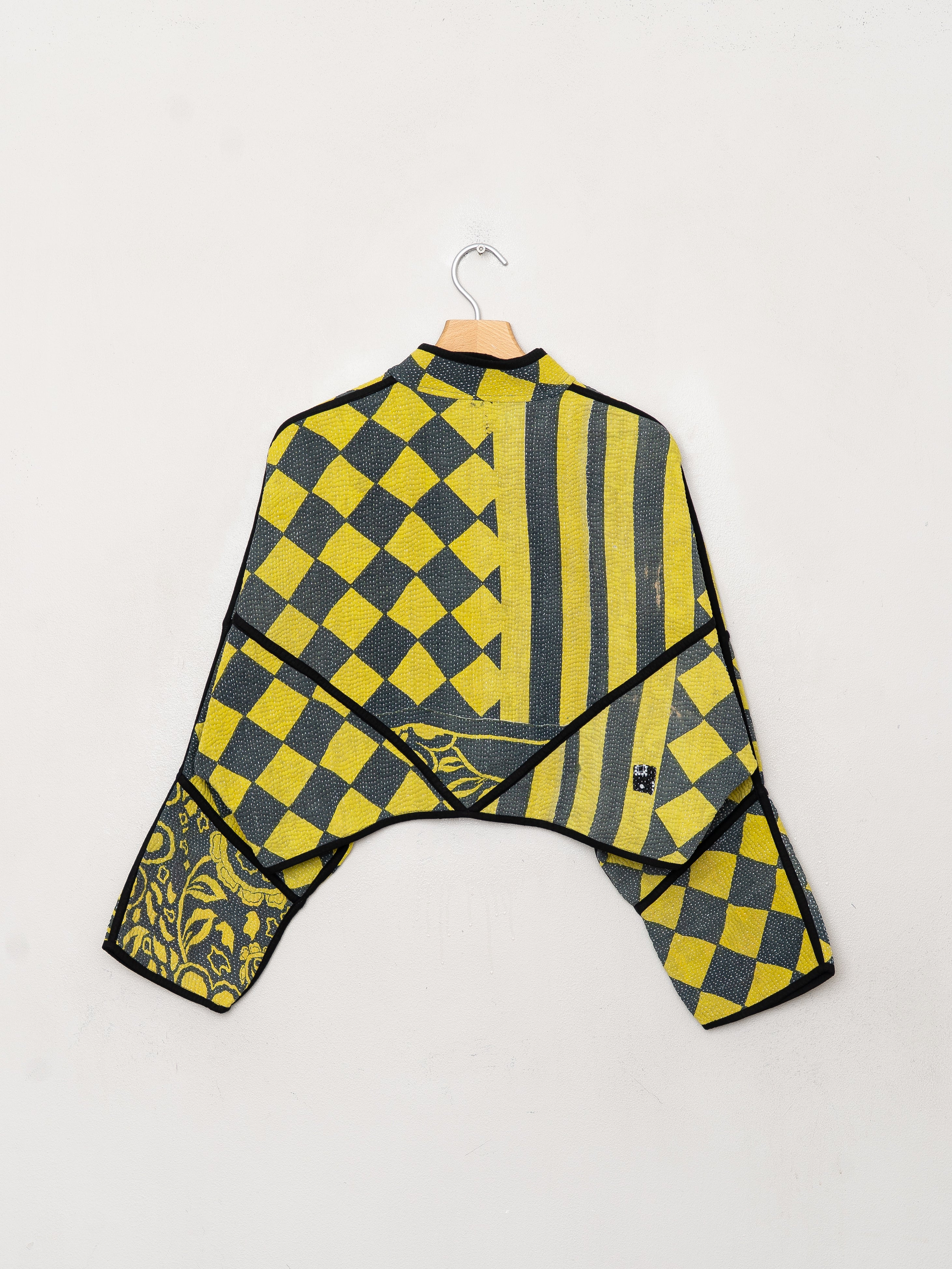 The Kaira Cropped Quilted Patchwork Kantha Jacket