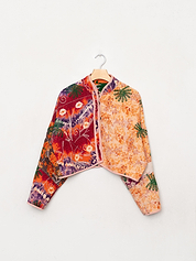 The Kaira Cropped Suzani Quilted Kantha Jacket