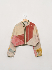 The Kaira Cropped Quilted Patchwork Kantha Jacket