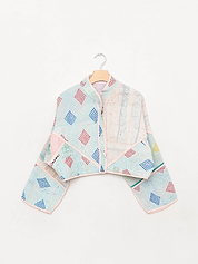 The Kaira Cropped Quilted Mix Match Kantha Jacket Wholesale