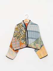 The Kaira Cropped Quilted Patchwork Kantha Jacket