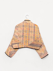 The Kaira Cropped Quilted Patchwork Kantha Jacket