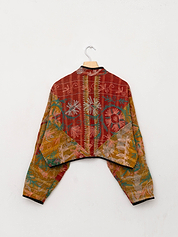 The Kaira Cropped Suzani Quilted Kantha Jacket