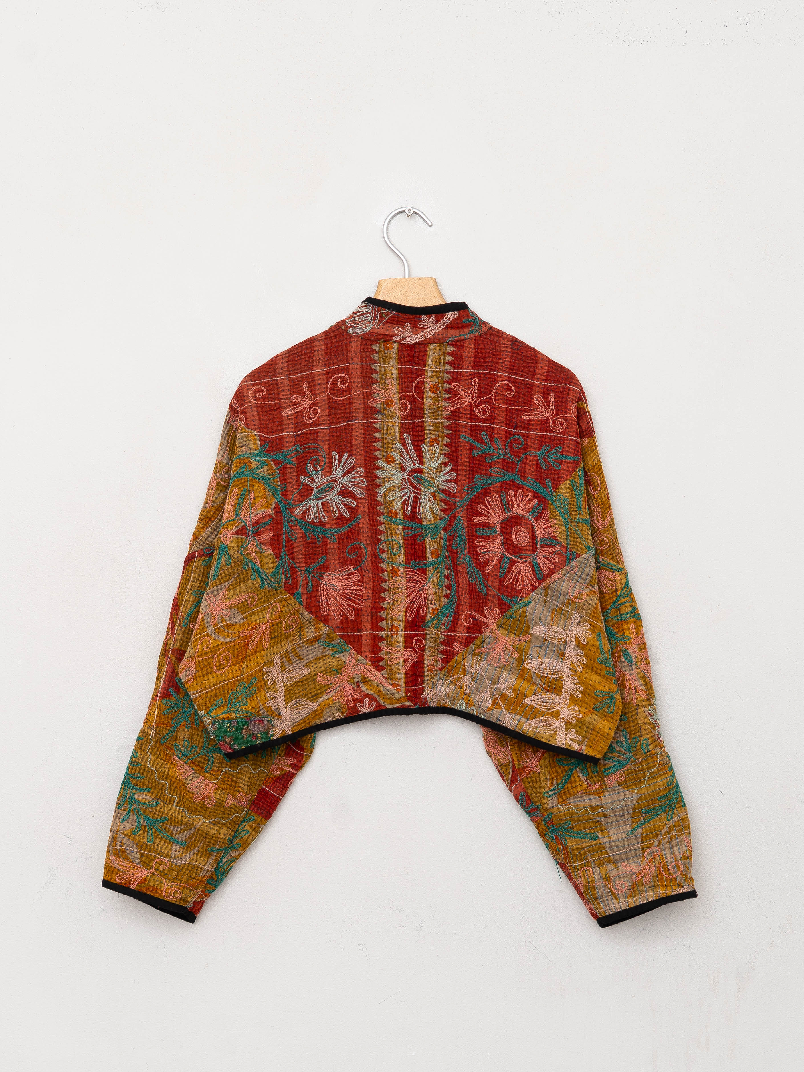 The Kaira Cropped Suzani Quilted Kantha Jacket