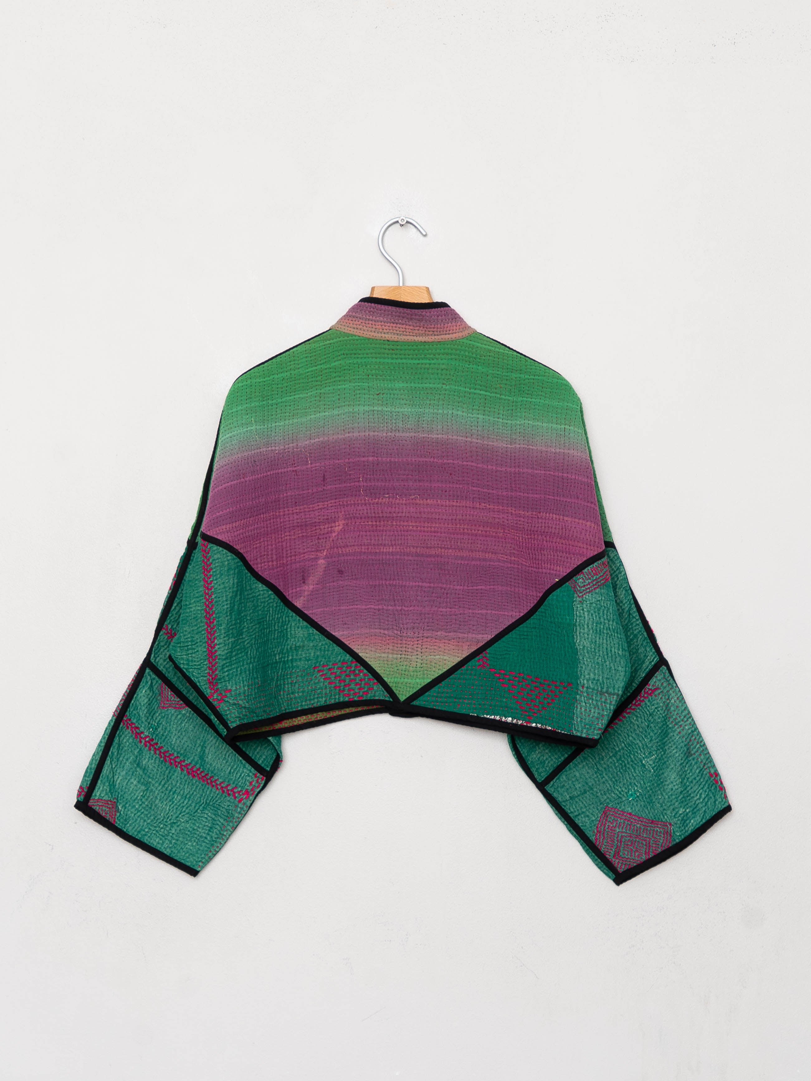 The Kaira Cropped Quilted Patchwork Kantha Jacket