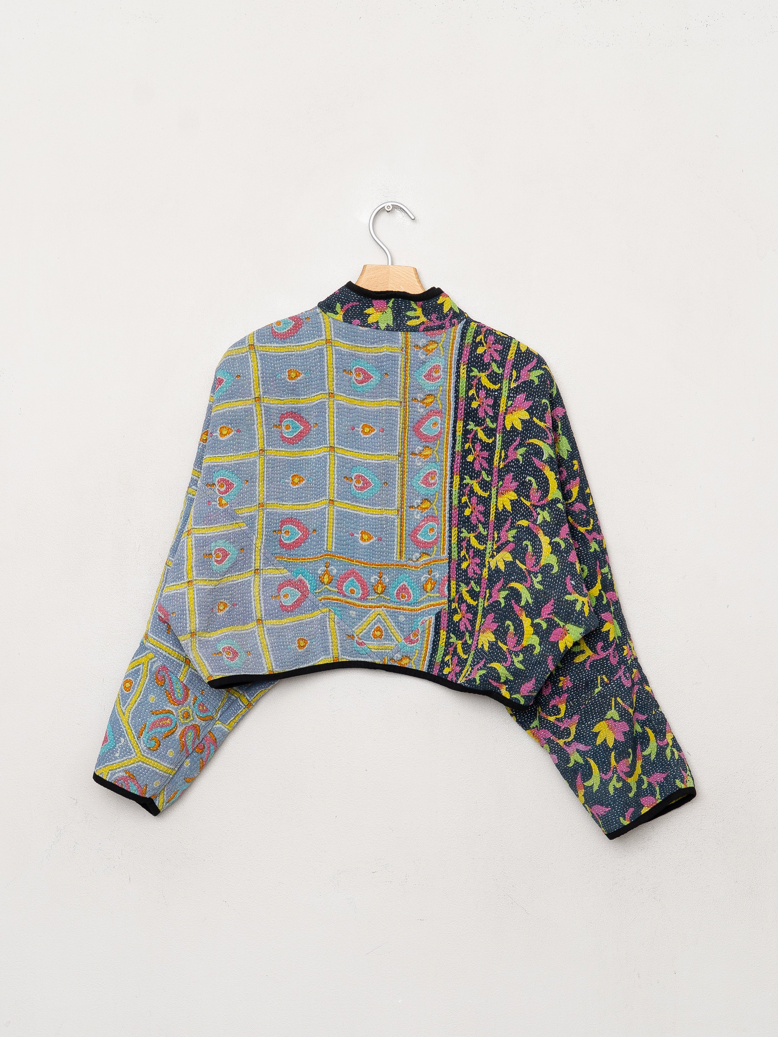 The Kaira Cropped Quilted Patchwork Kantha Jacket