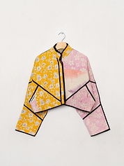 The Kaira Cropped Quilted Patchwork Kantha Jacket