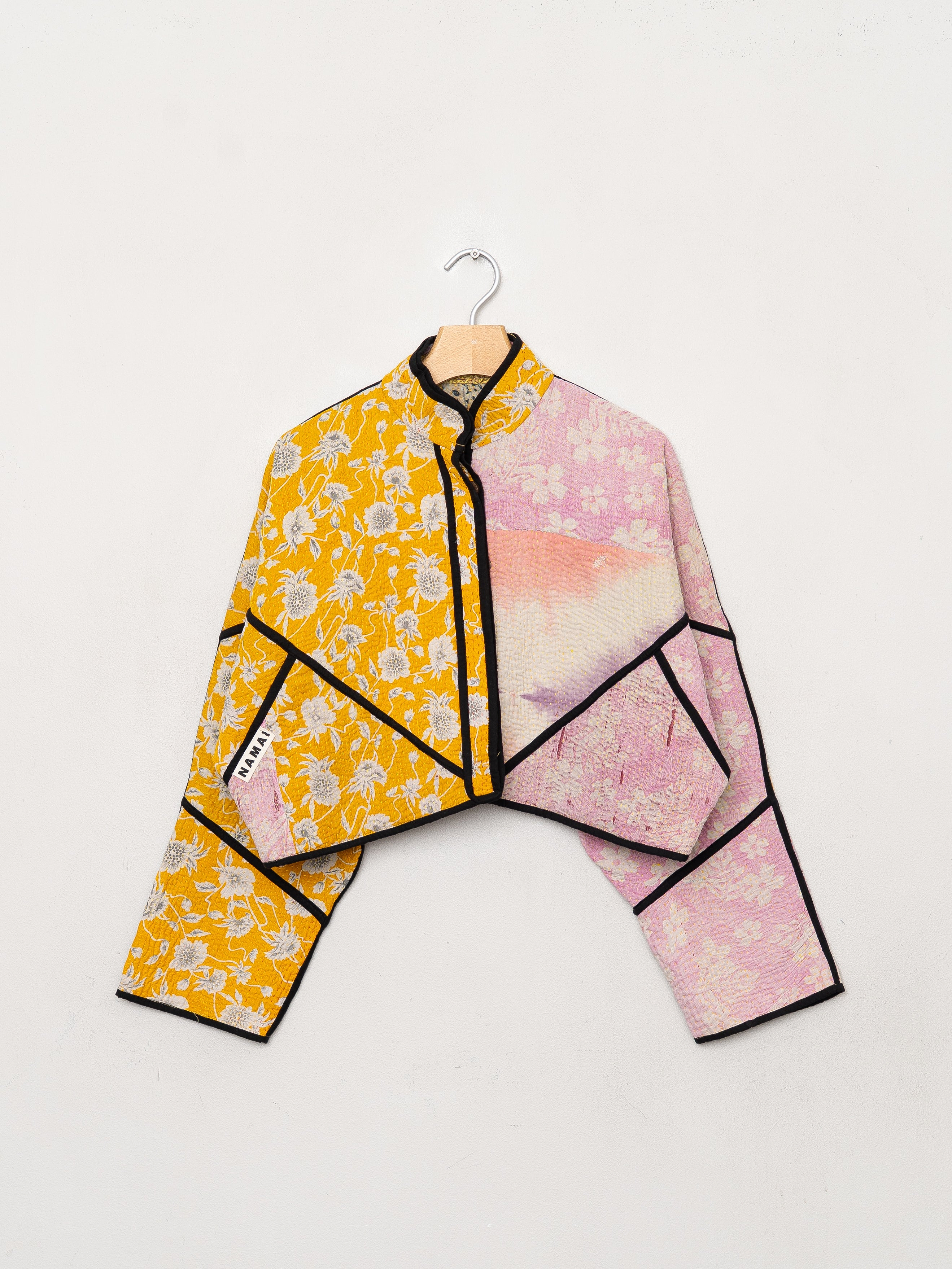 The Kaira Cropped Quilted Patchwork Kantha Jacket