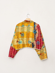 The Kaira Cropped Suzani Quilted Kantha Jacket