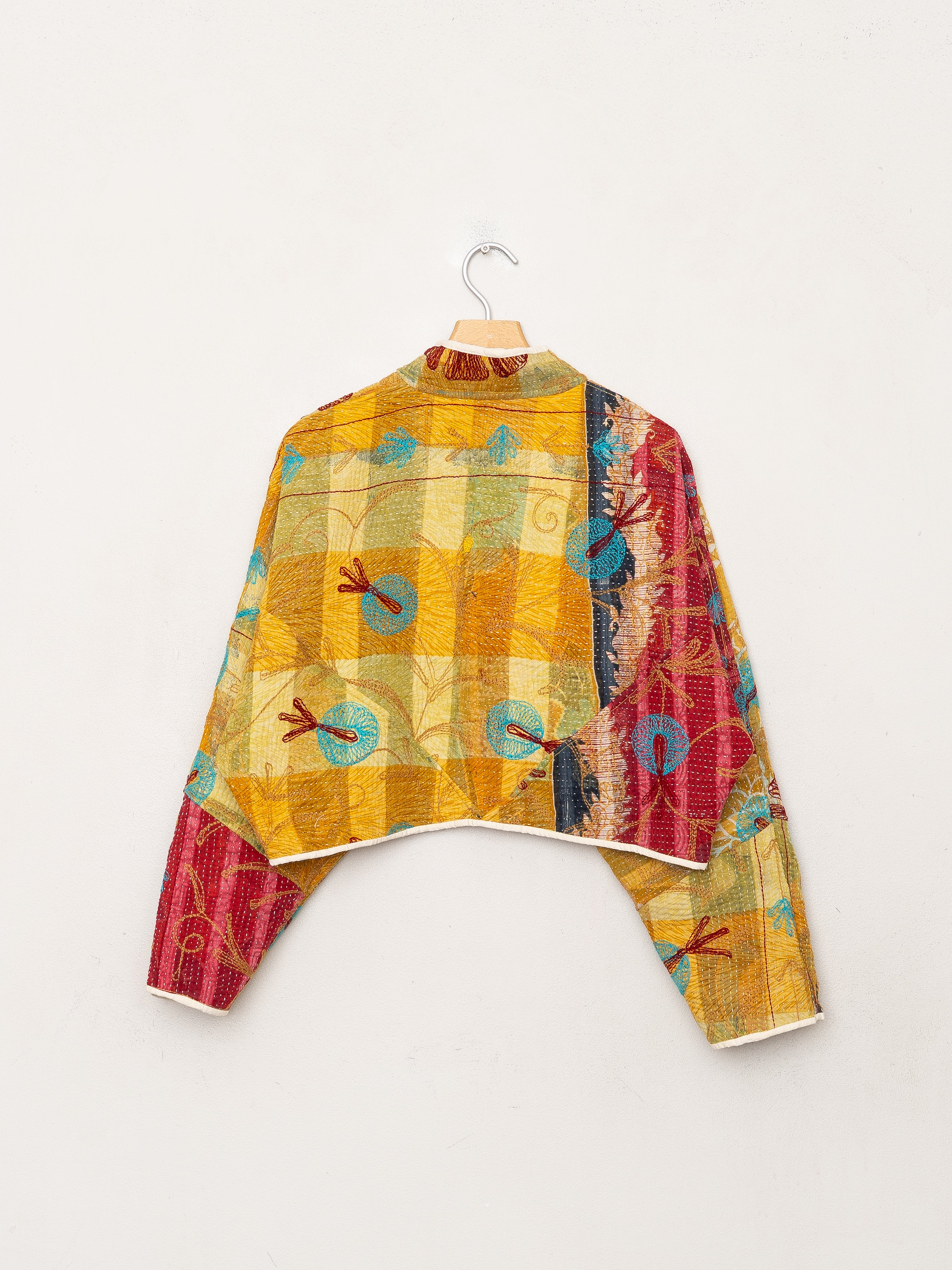 The Kaira Cropped Suzani Quilted Kantha Jacket