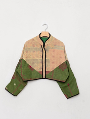 The Kaira Cropped Quilted Patchwork Kantha Jacket
