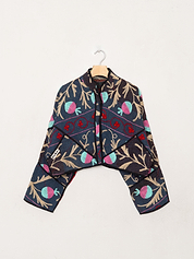 The Kaira Cropped Suzani Quilted Kantha Jacket