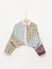 The Kaira Cropped Quilted Mix Match Kantha Jacket Wholesale