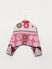 The Kaira Cropped Suzani Cut Out Kantha Jacket