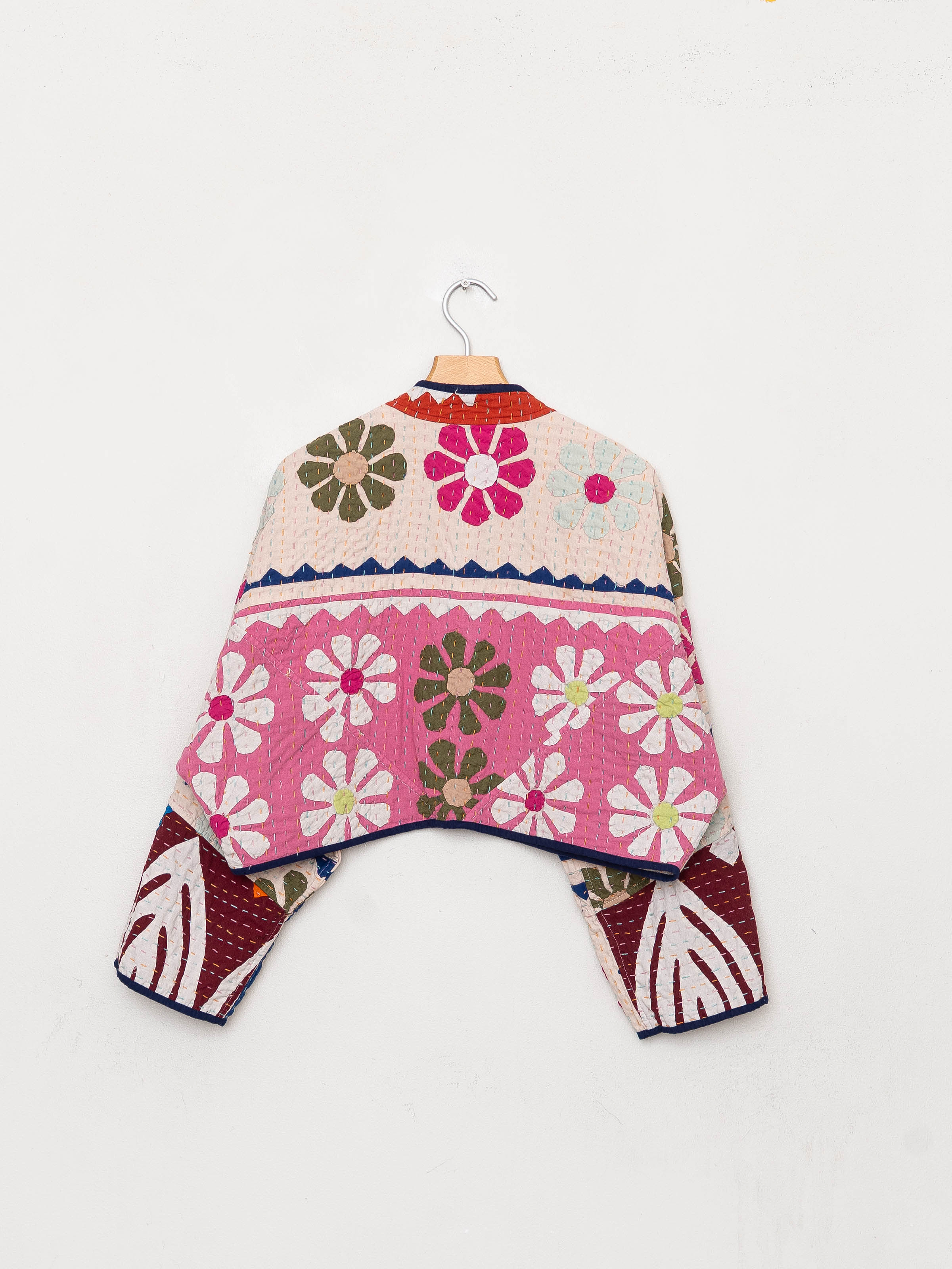 The Kaira Cropped Suzani Cut Out Kantha Jacket