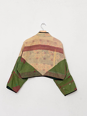The Kaira Cropped Quilted Patchwork Kantha Jacket