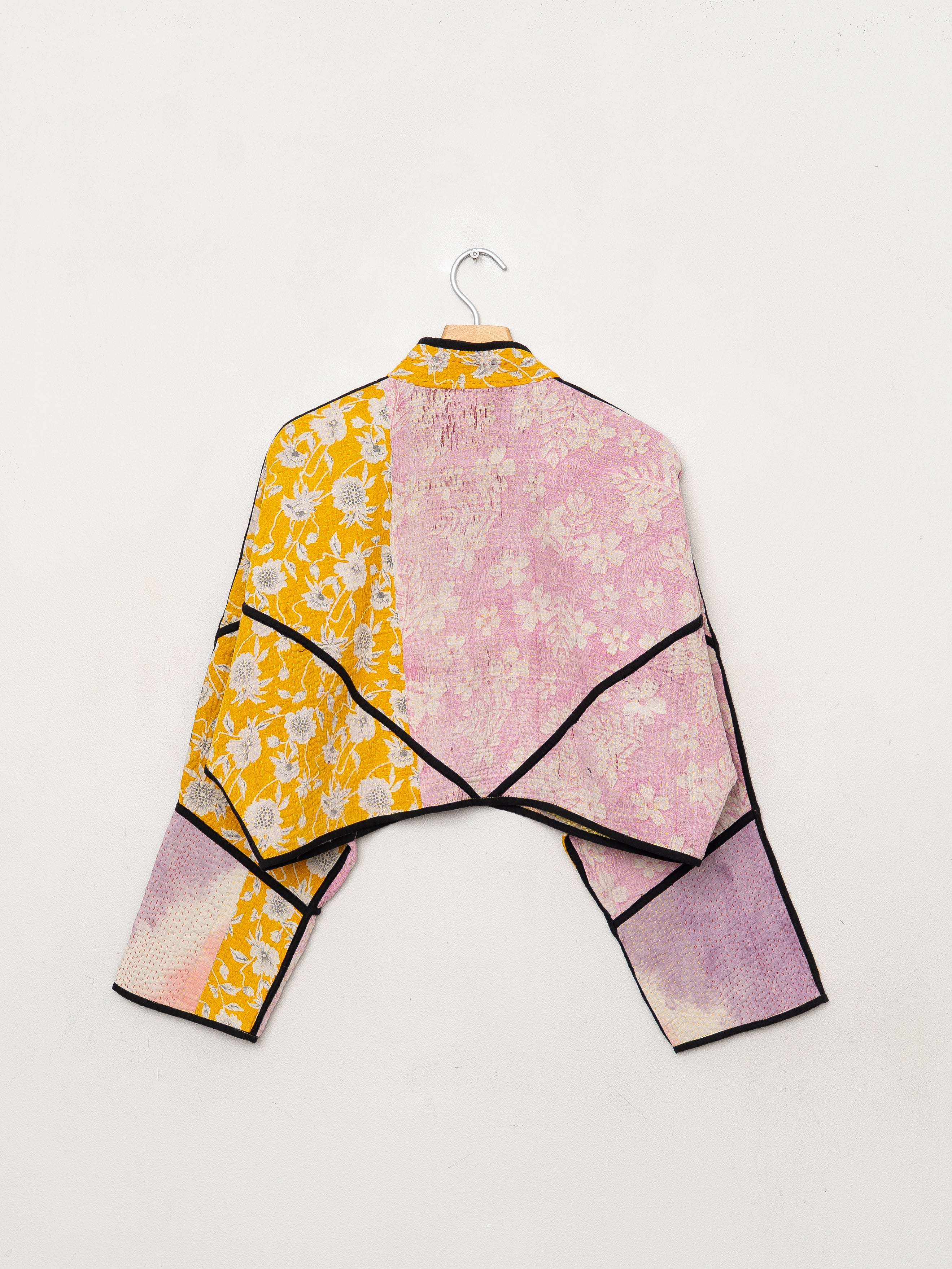 The Kaira Cropped Quilted Patchwork Kantha Jacket