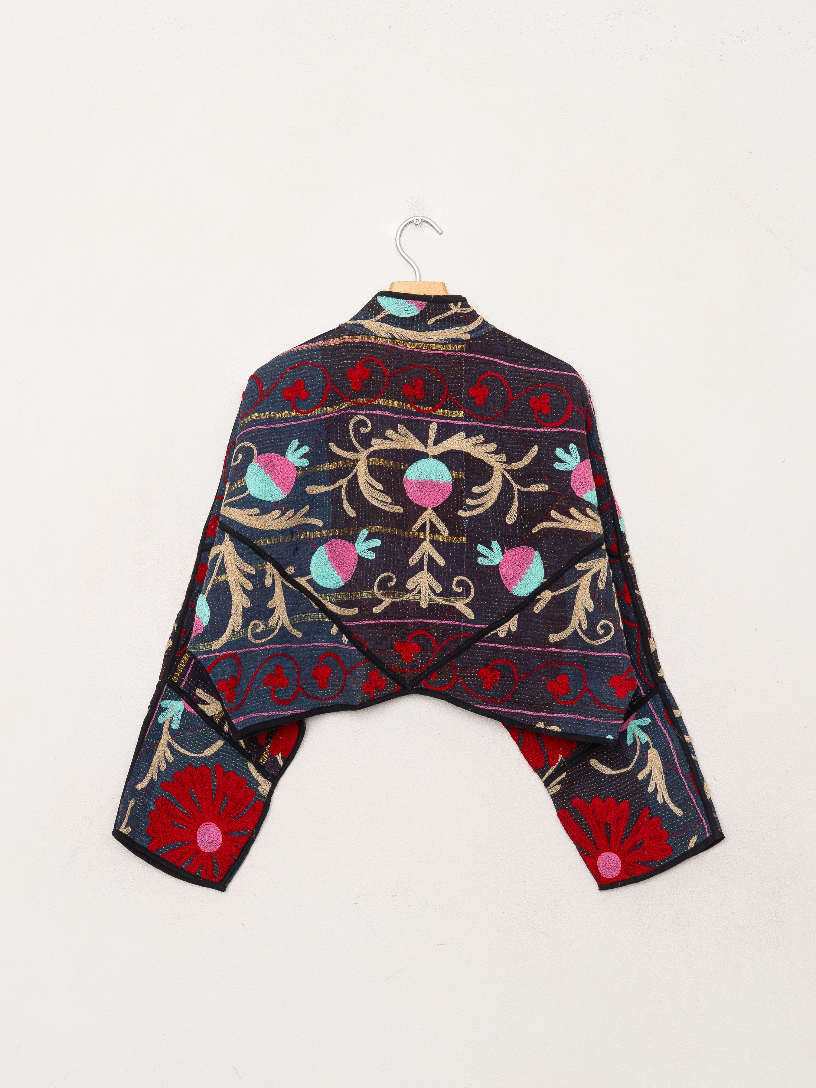 The Kaira Cropped Suzani Quilted Kantha Jacket