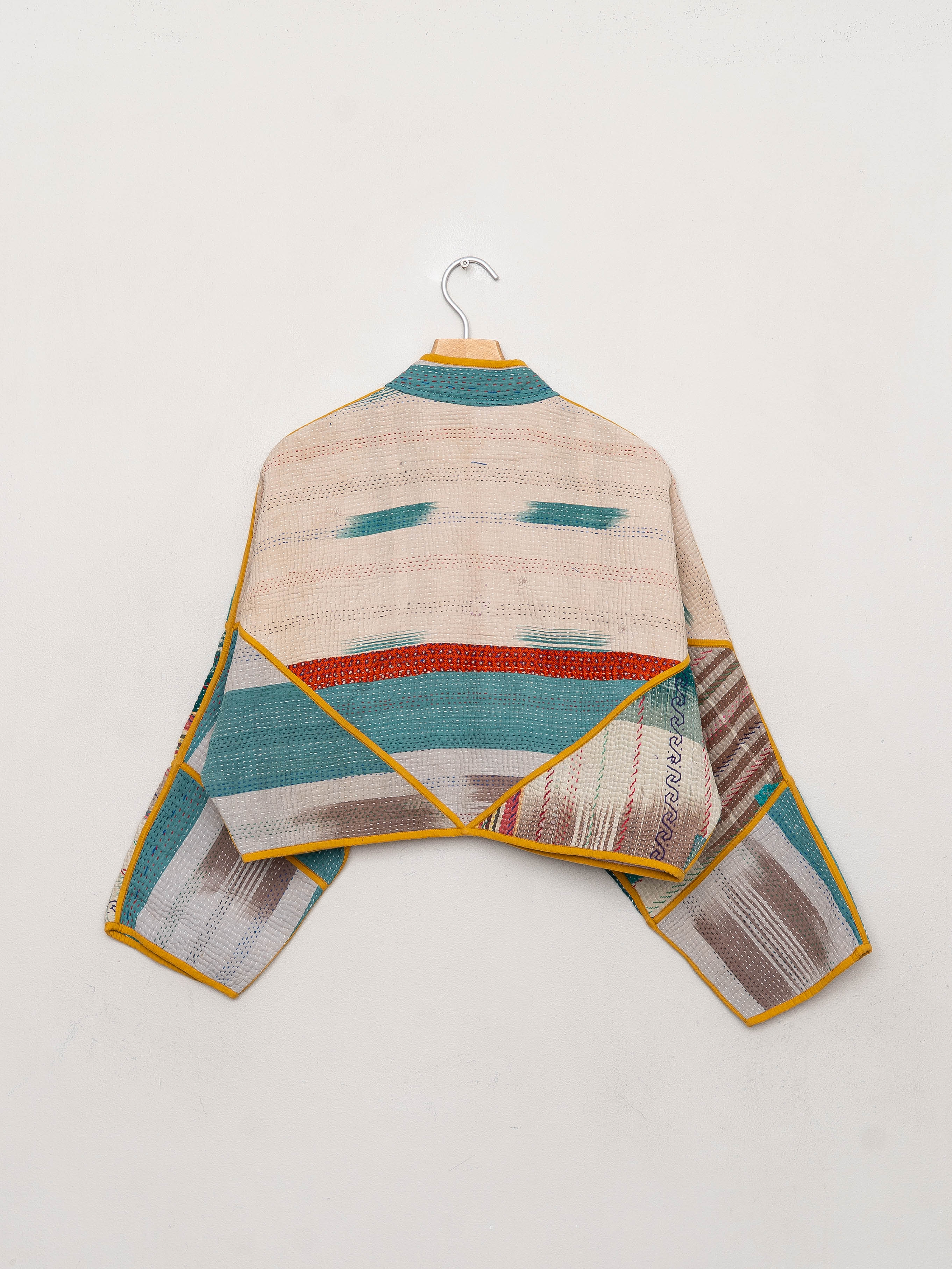 The Kaira Cropped Quilted Patchwork Kantha Jacket
