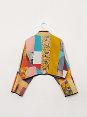 The Kaira Cropped Quilted Patchwork Kantha Jacket