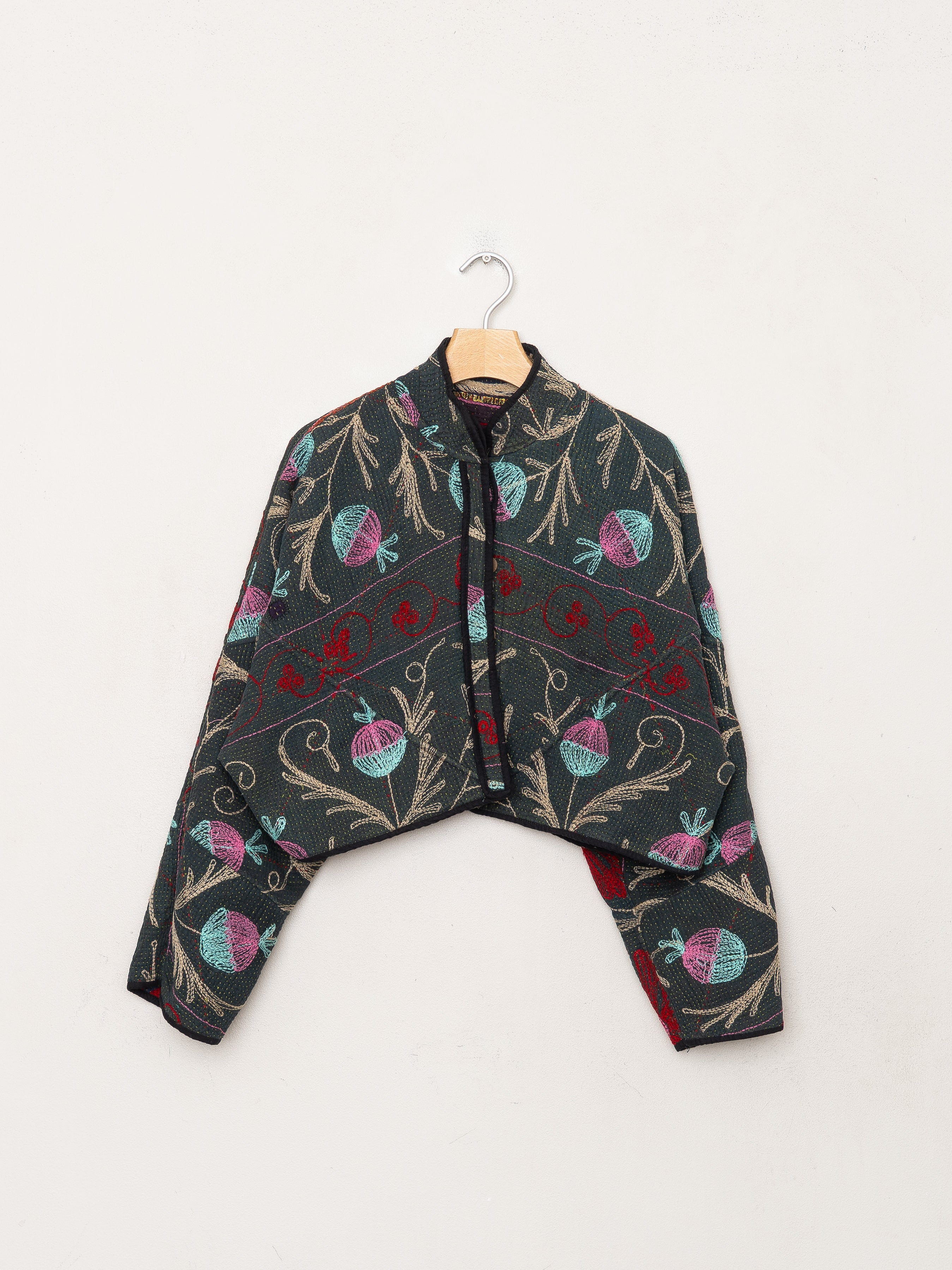 The Kaira Cropped Suzani Quilted Kantha Jacket