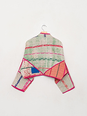 The Kaira Cropped Quilted Patchwork Kantha Jacket