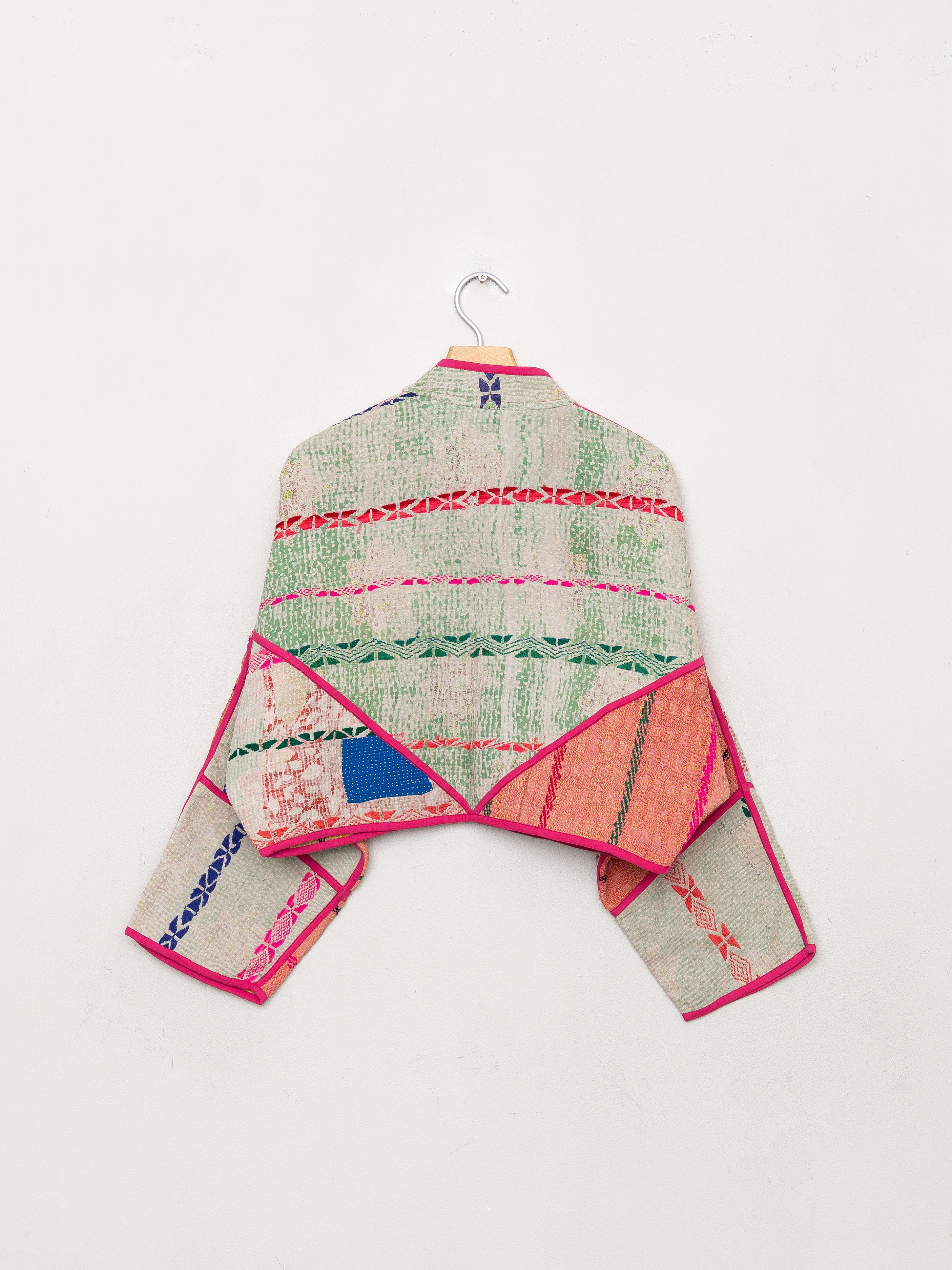 The Kaira Cropped Quilted Patchwork Kantha Jacket