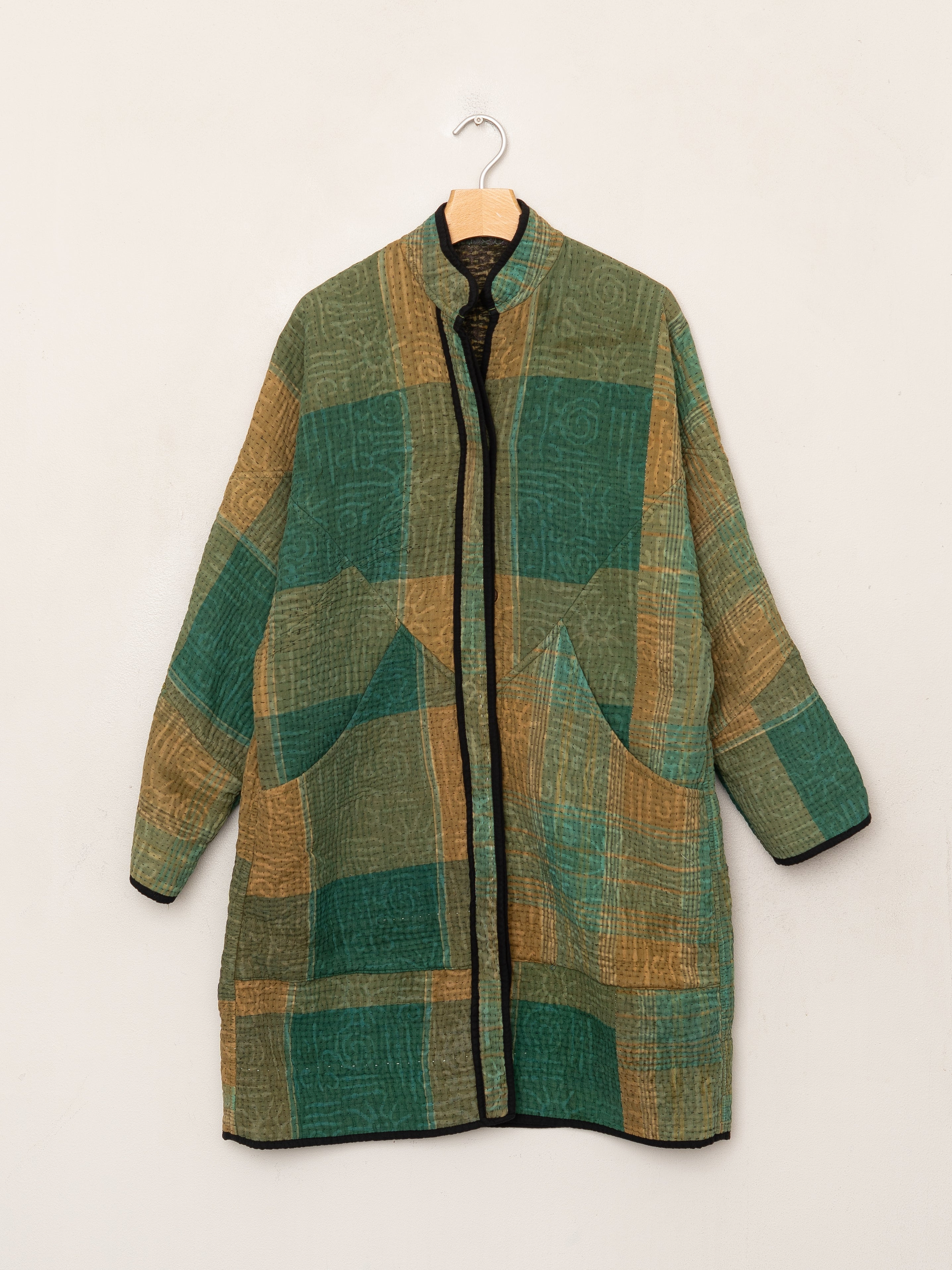 The Sai Quilted Indigo Kantha Coat
