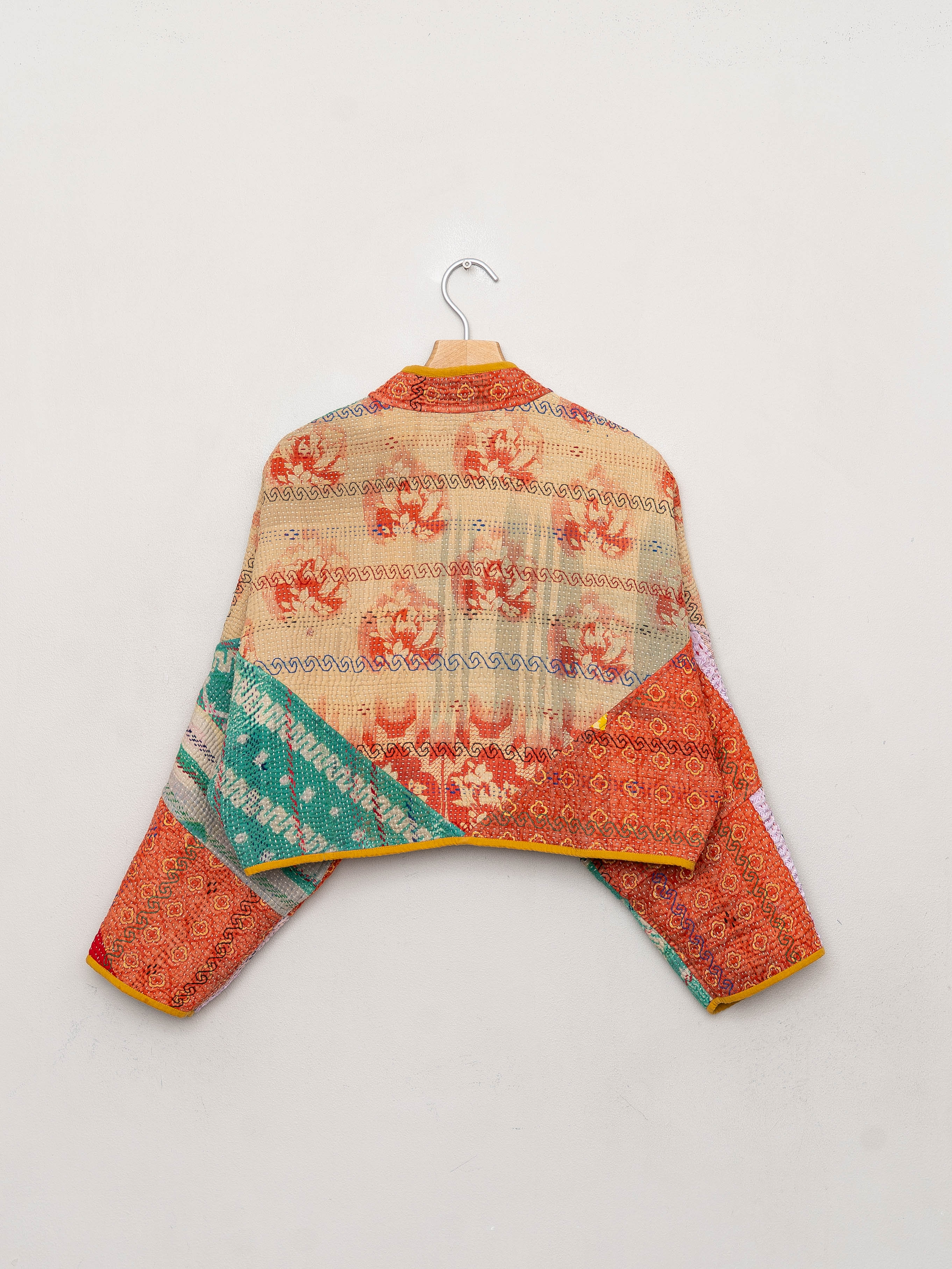 The Kaira Cropped Quilted Patchwork Kantha Jacket