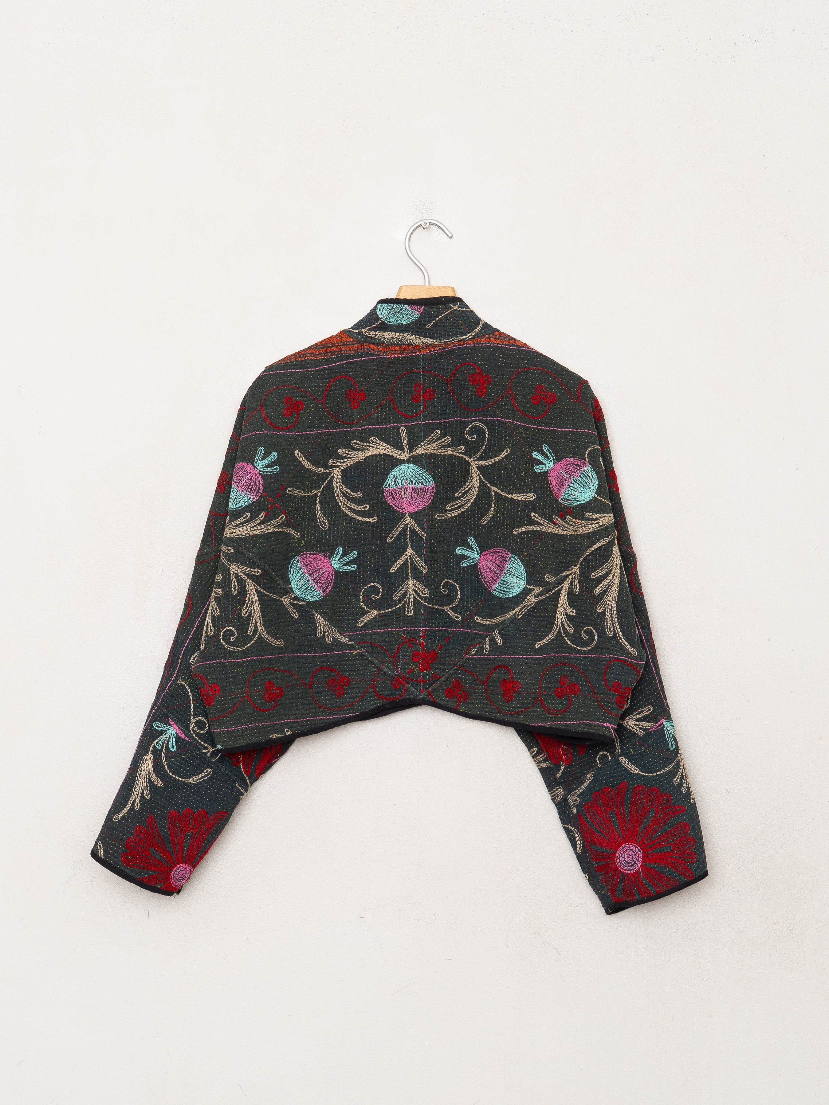 The Kaira Cropped Suzani Quilted Kantha Jacket