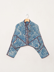 The Kaira Cropped Quilted Indigo Kantha Jacket