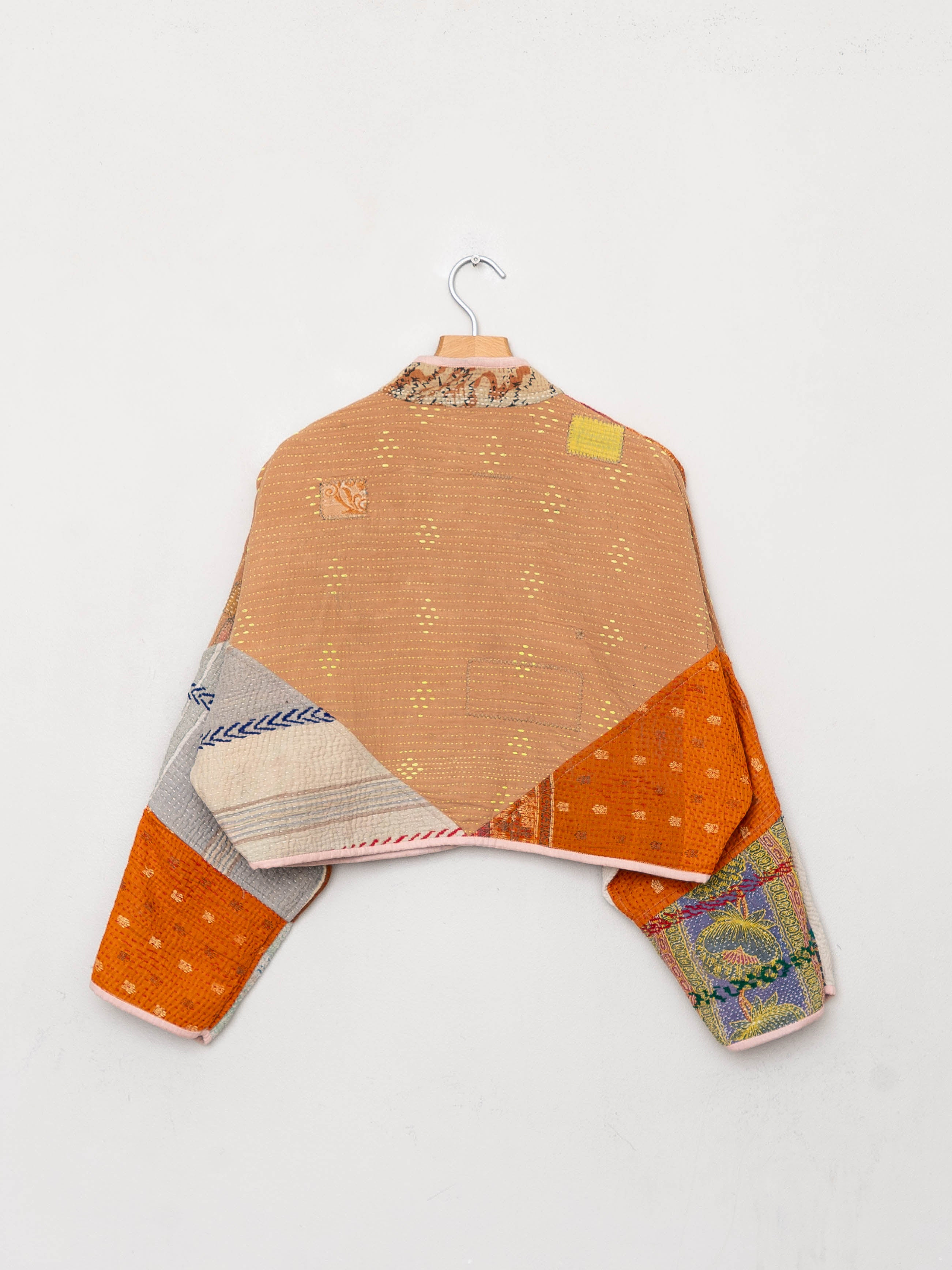 The Kaira Cropped Quilted Patchwork Kantha Jacket