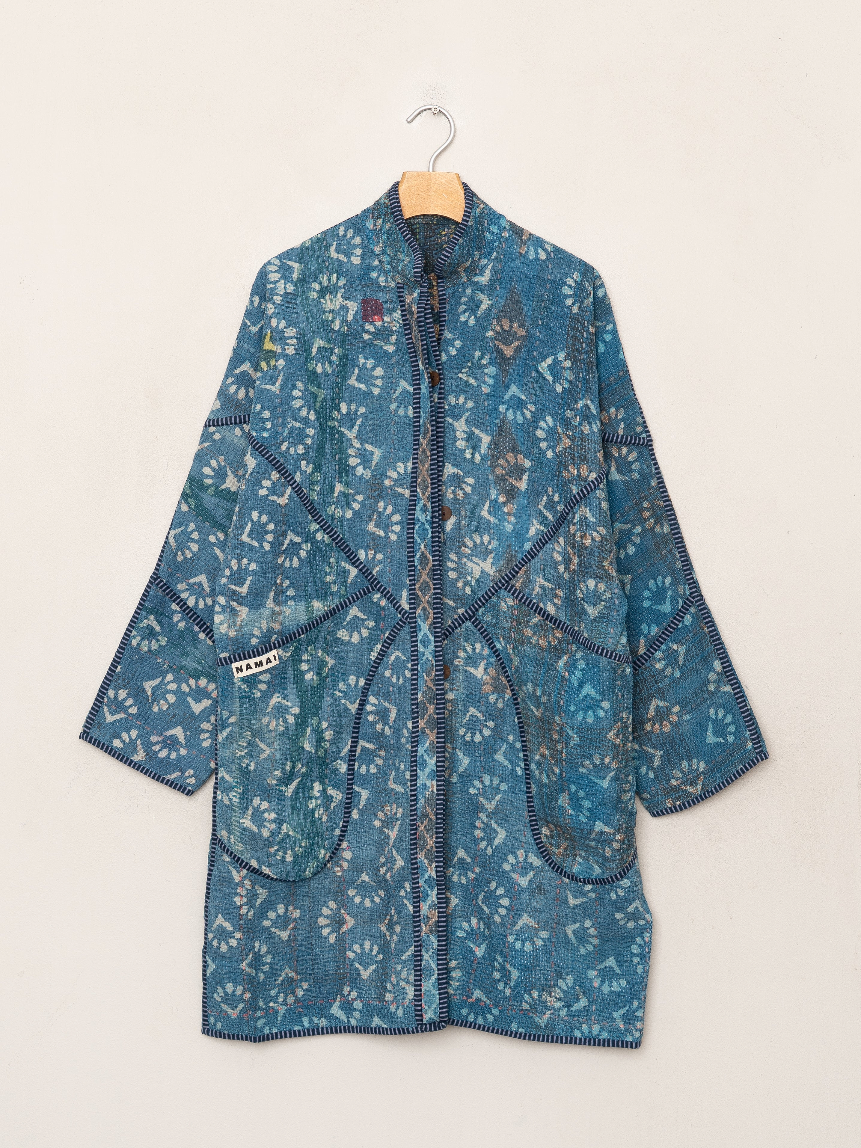 The Sai Quilted Indigo Kantha Coat