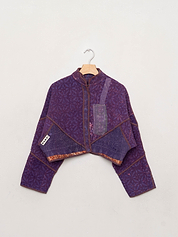 The Kaira Cropped Quilted Indigo Kantha Jacket