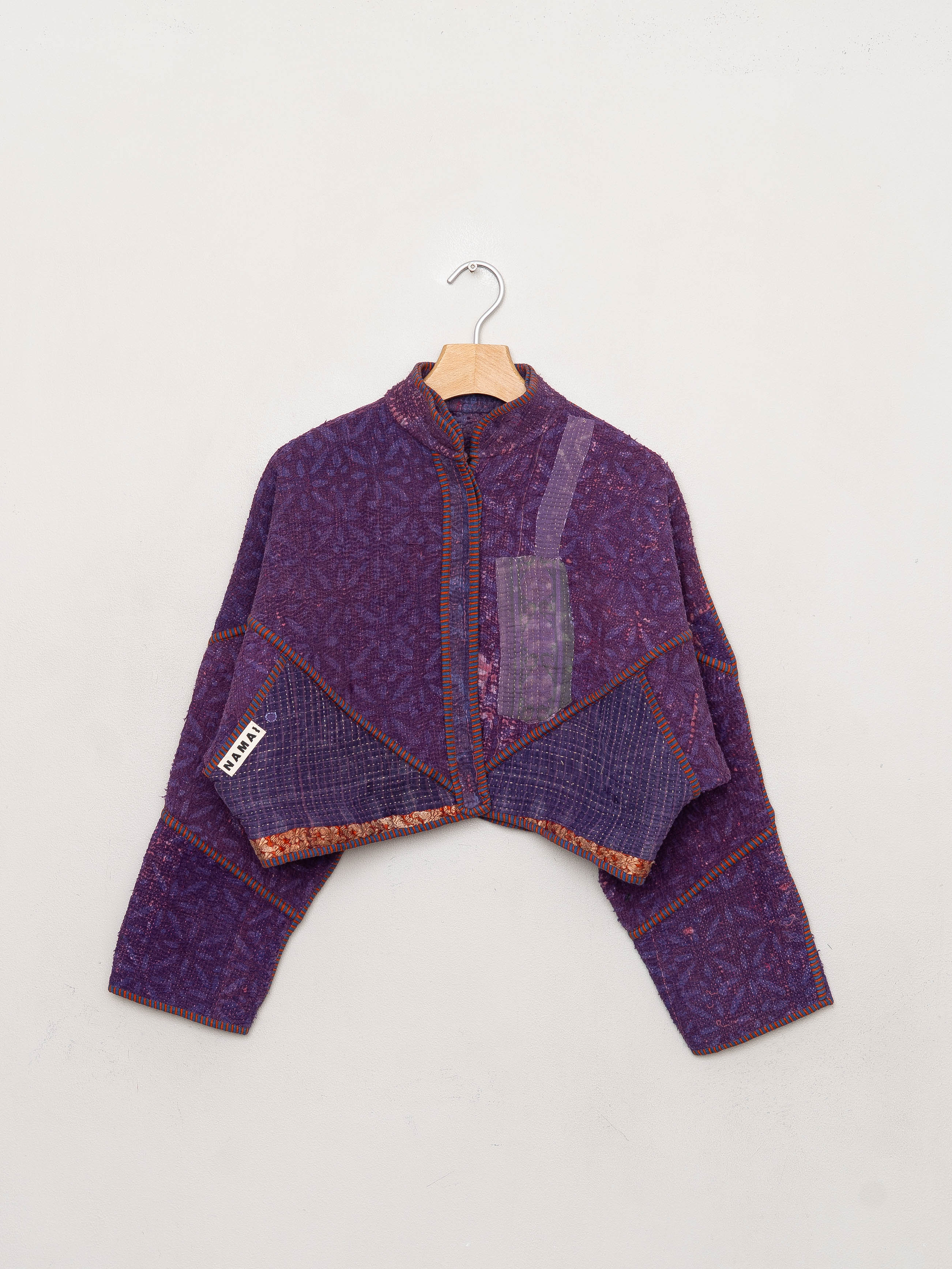 The Kaira Cropped Quilted Indigo Kantha Jacket
