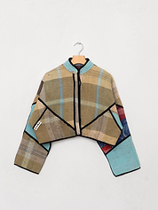 The Kaira Cropped Quilted Patchwork Kantha Jacket